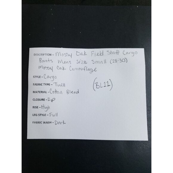 Field Staff Mens 28x30 Mossy Oak Camouflage Cargo Pants Outdoor Hunting Wear - Picture 9 of 9